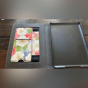Floral Pattern kindle Case with Card Pocket - Black